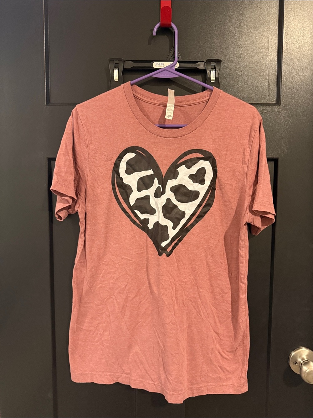 Bella Canvas Mauve Short-Sleeve Tee with cow print Heart